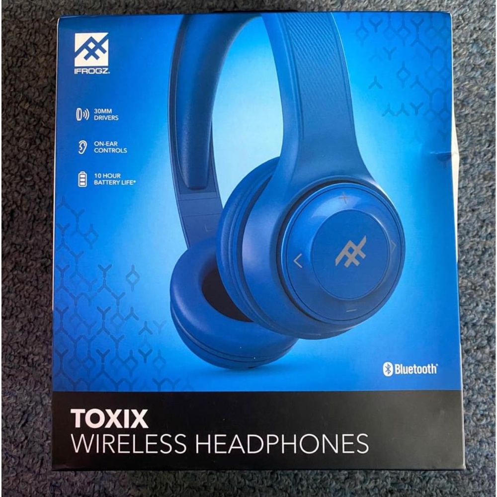 Blue wireless headphones